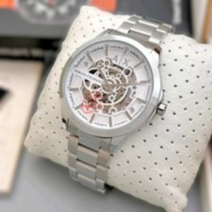 Armani Exchange Premium Silver Skeleton Dial Wristwatch