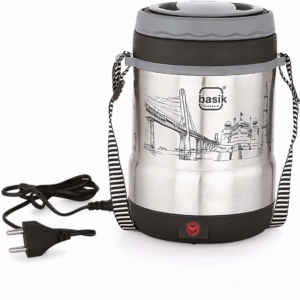 BASIK Stainless Steel Electric Lunch Box 3 containers (320 ml Each) Color Type Black