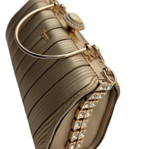 Golden stripped clutch bag