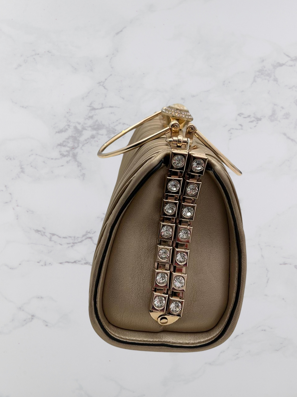 Golden stripped clutch bag - Image 2