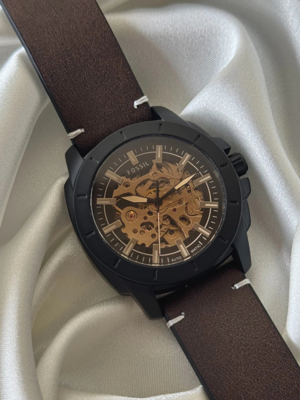 Fossil Automatic Skeleton Brown Leather Watch for Men GetGenie - Image 3