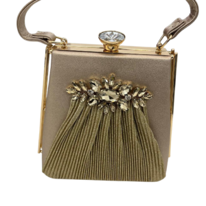 Designer Crystal Embellished Golden Handbag