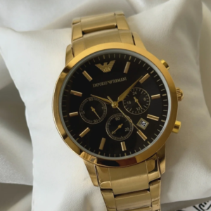 Luxury-Inspired Gold Stainless Steel Chronograph Watch | Black Dial | Premium Men’s Timepiece