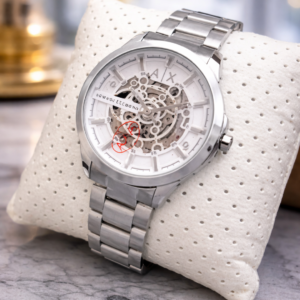 Armani Exchange Premium Silver Skeleton Dial Wristwatch