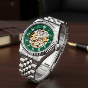Rolex green dial, a skeletonized movement watch